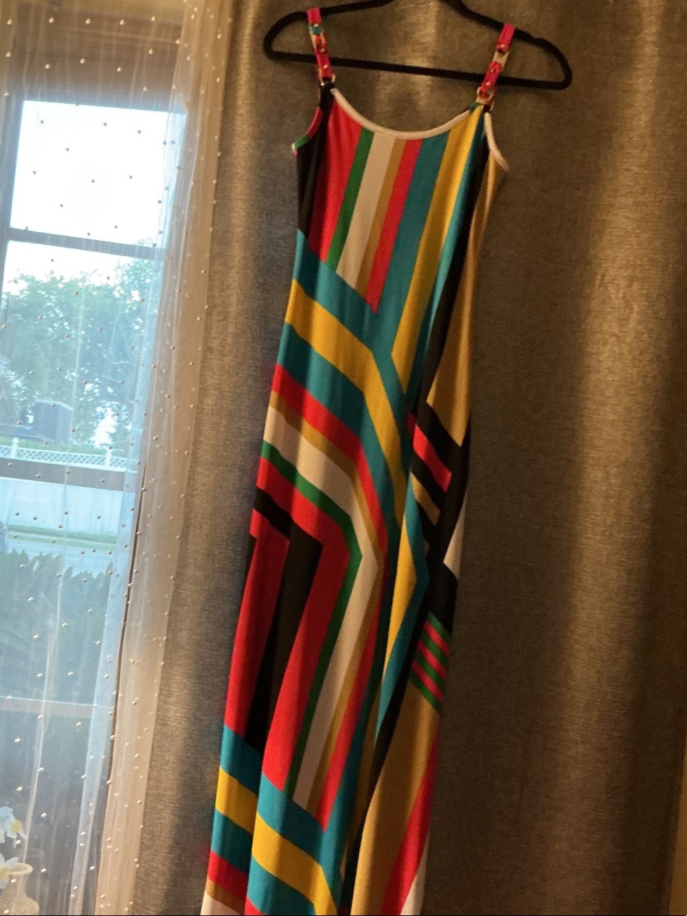 Cache Bold Multicolor Striped Maxi Dress
